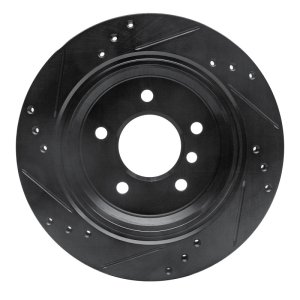 BMW 540I Brake Rotor (1) - Rear Right - R1 Concepts - Drilled & Slotted - Black - `96-`03